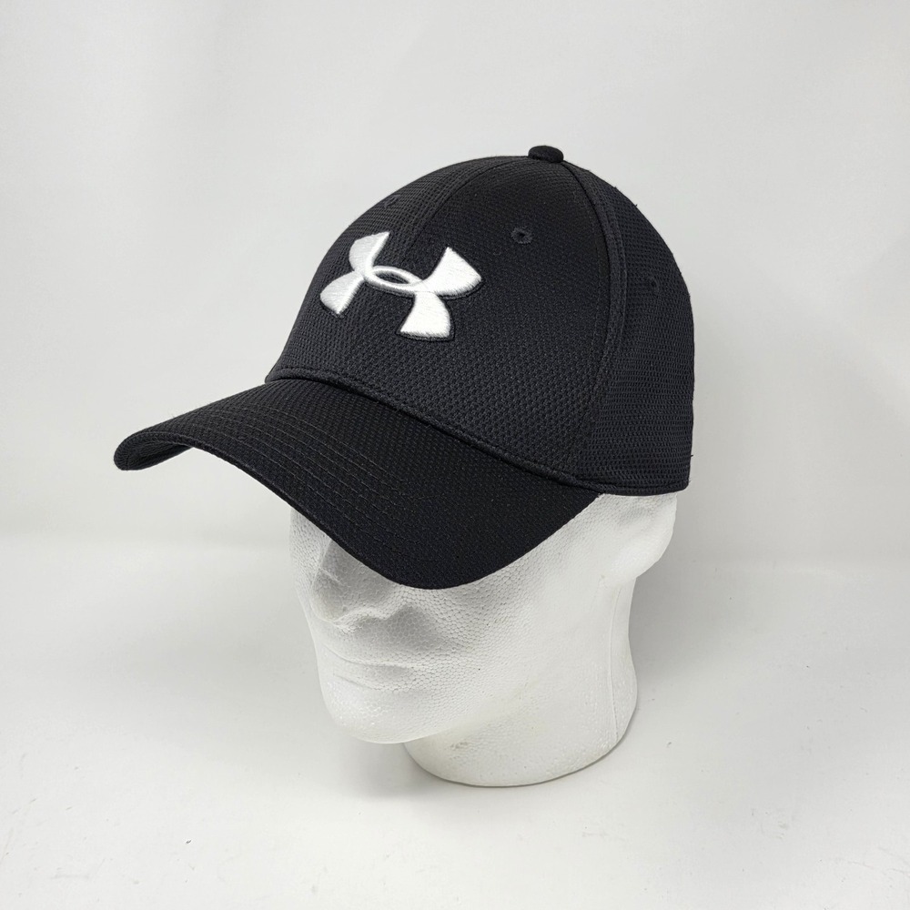 Under Armour Blitzing Low Hat Cap Black White Logo Men's Size Md/Lg Stretch Fit